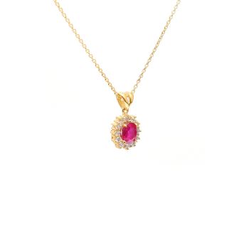 Yellow gold necklace with diamonds 0.42 ct and ruby 1.40 ct