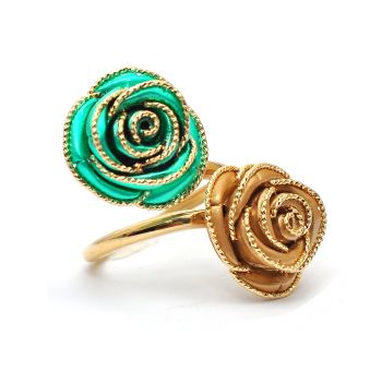 Yellow and green  gold  flower ring