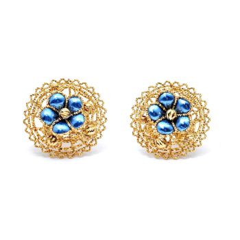 Yellow and blue  gold flower earrings