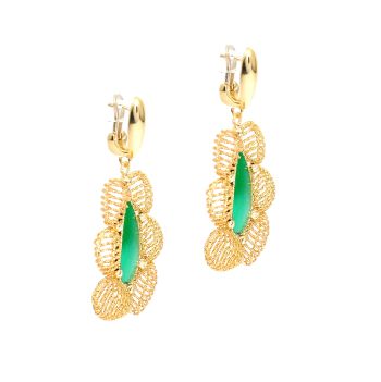 Yellow and green 14 gold earrings