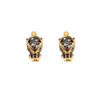 Yellow gold earrings with onyx