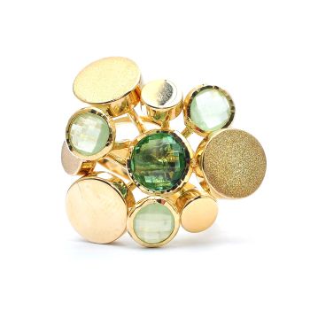 Yellow  gold ring  with green agate