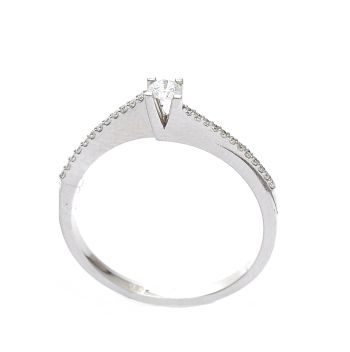 Годежен пръстен от 14К бяло злато с диаманти 0.16 ct