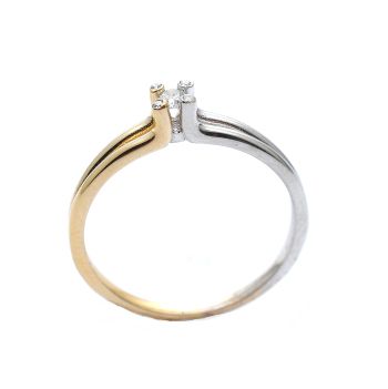 Inel de logodna din aur alb și roz de 14K cu diamant de 0.12 ct