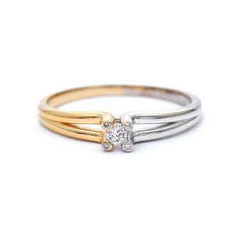 Inel de logodna din aur alb și roz de 14K cu diamant de 0.12 ct