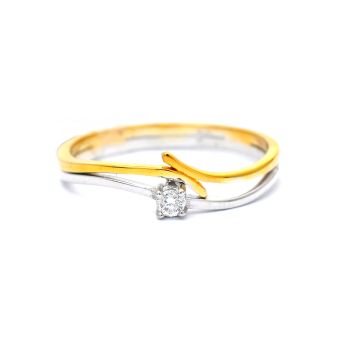 Годежен пръстен от бяло и жълто злато с диаманти 0.05 ct