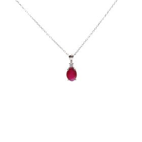 White gold necklace with diamonds 0.05 ct and ruby 0.56 ct