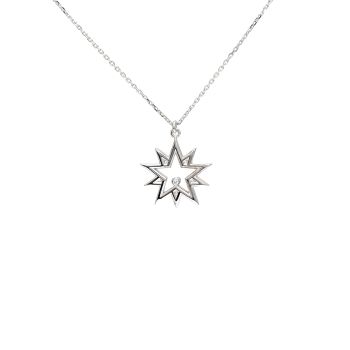 White gold necklace with diamonds 0.01 ct 