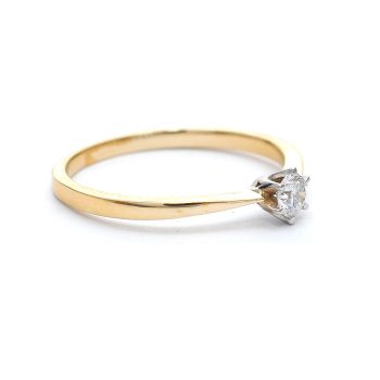 Годежен пръстен от бяло и жълто злато с диамант 0.15 ct