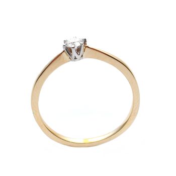 Pierścionek zaręczynowy z 14-karatowego białego i żółtego złotа z naturalnym diamentem 0.15 ct.