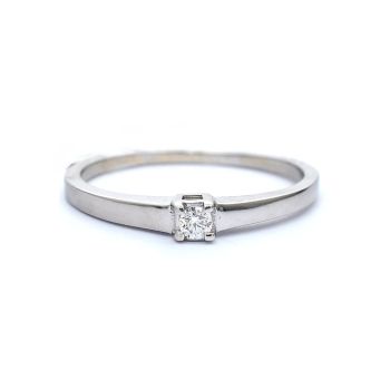 Годежен пръстен от 14K бяло злато с диамант 0.06 ct