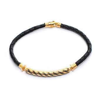 Yellow gold bracelet with silicone