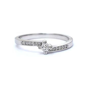 White gold engagement ring with diamond 0.22 ct
