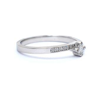 Годежен пръстен от 14К бяло злато с диаманти 0.22 ct
