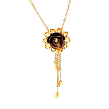 Yellow and brown gold necklace with yellow topaz