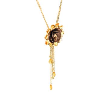 Yellow and brown gold necklace with yellow topaz