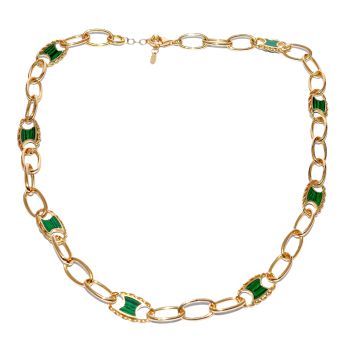 Yellow gold necklace with malachite