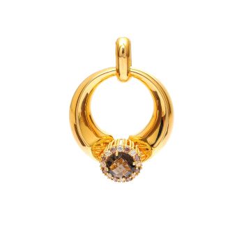 Yellow gold pendant with smoky quartz and zircons