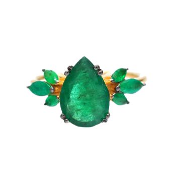 Yellow gold ring with  emerald 2.49 ct