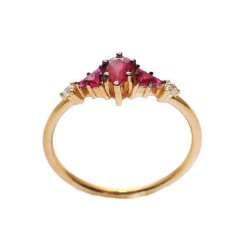 Yellow gold ring with diamonds 0.08 ct and ruby 0.38 ct