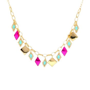 Yellow  and rose gold necklace with turquoise 