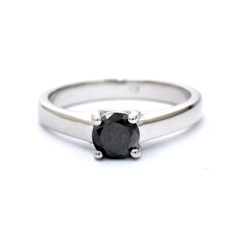 Годежен пръстен от бяло злато с черен диамант 0.60 ct