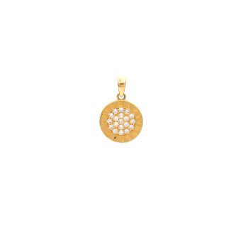 Медальон от 14К жълто злато с циркони