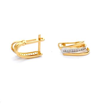 White and yellow gold earrings with zircons