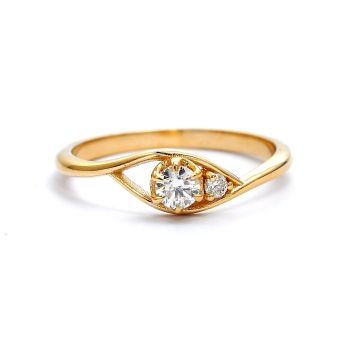 Yellow gold ring with diamond 0.17 ct