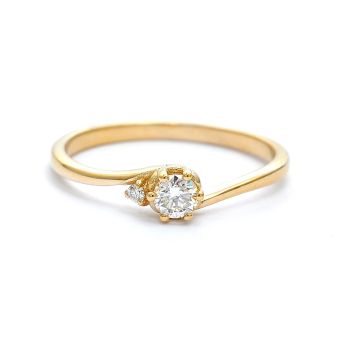 Годежен пръстен от 14K жълто злато с диаманти 0.17 ct