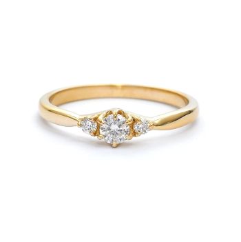 Yellow gold ring with diamond 0.22 ct