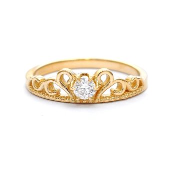 Yellow gold ring with diamond 0.15 ct