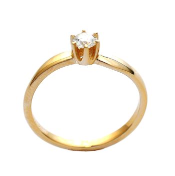 Pierścionek zaręczynowy z 14-karatowego żółtego złota naturalnym diamentem 0.19 ct.