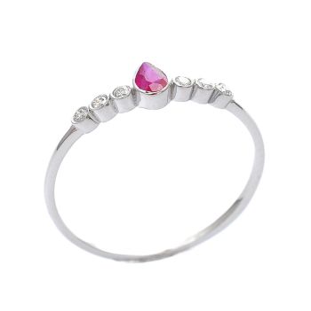 White gold ring with diamond 0.07 ct and ruby 0.13 ct